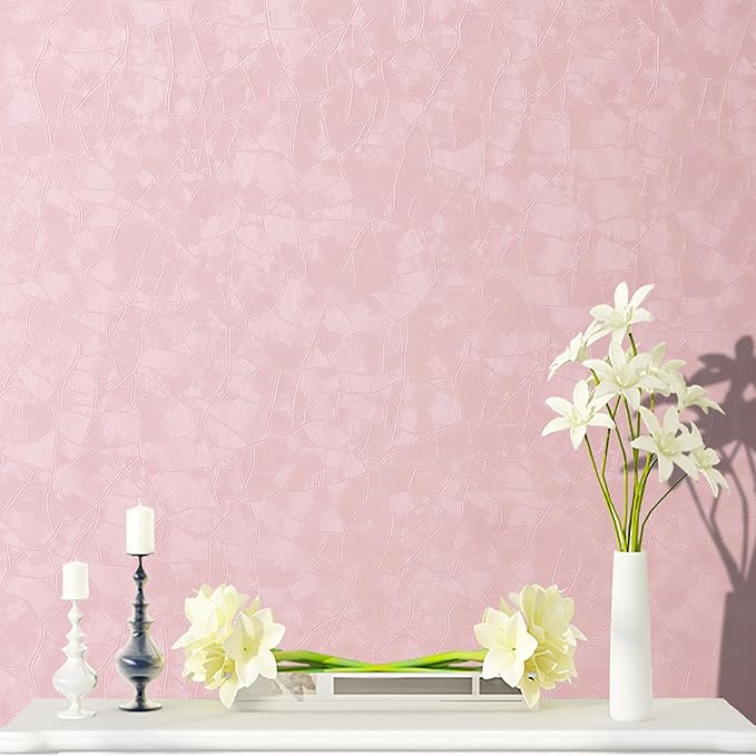 Yasinet Peel & Stick Wallpaper - Modern Pink Embossed Thicken Self-Adhesive Textured Contact Paper for Cabinets & Walls - Waterproof Vinyl Roll 393.7X15.7