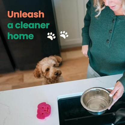 Scotch-Brite Dog Lovers Cleaning Kit, Includes 6 Limited Edition Non-Scratch Sponges and 1 Pet Hair Pickup Extra Sticky Lint Roller, Multi-surface Safe