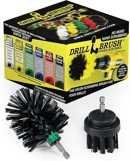 Industrial Ultra Stiff Nylon Brush - BBQ Grill Cleaning Supplies - Rust and Hard Water Stain Removal for Concrete, Brick and Morter, Deck, Grate, Griddle, Metal, Pellet Smoker, Fireplace, and Furnace