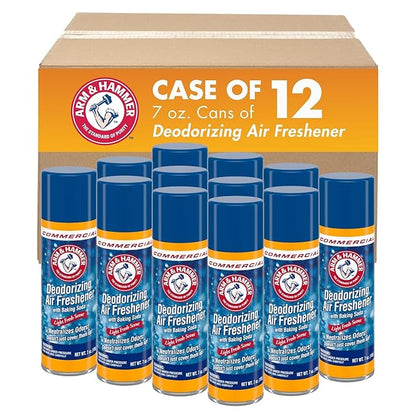 Arm & Hammer Baking Soda Air Freshener, Light Fresh, 7 Oz Aerosol Spray, 12/Carton