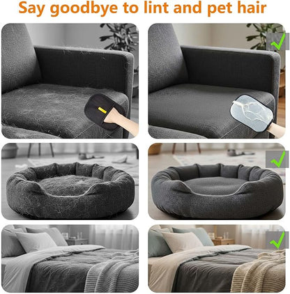Thickened Pet Hair Removal Glove - Electrostatic Cat Dog Hair Remover Glove, Reusable Magic Brush Pet Hair Remover Tool for Couch, Carpet, and Car Seat (Black – 2-Pack)