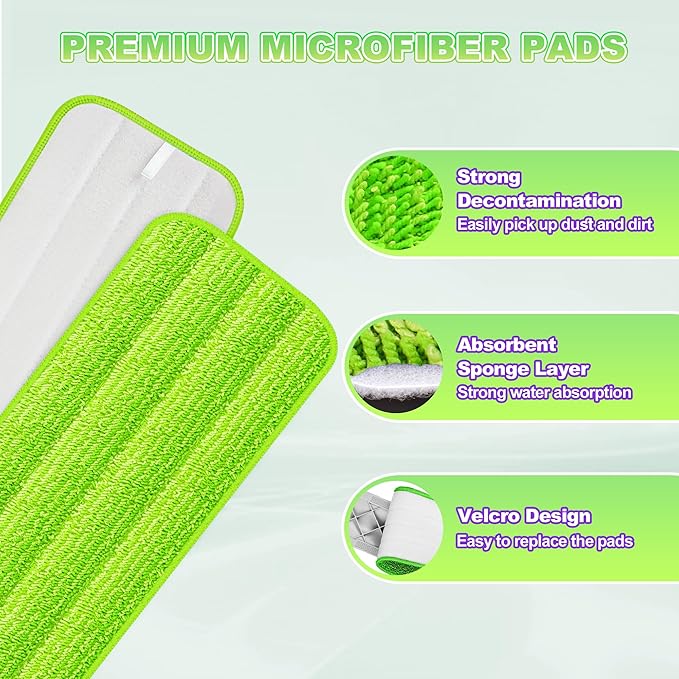 8 Pack Reusable Mop Pads for Swiffer PowerMop, Power Mop Pads 15'' Microfiber Refills for Hardwood Floor Cleaning, Machine Washable Dry Wet Use for All Floor Types