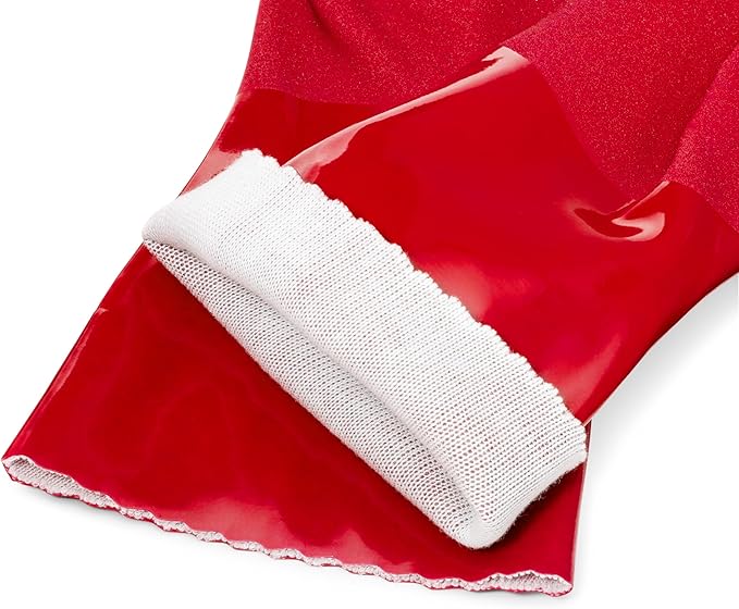 kitchen-star Ultimate Rubber Household PVC Gloves with Comfortable Cotton Lining, Anti-Slip surface, Kitchen Dishwashing, Extra Thickness, Kitchen Cleaning, Working, Painting, Pet Care (Medium, Red)