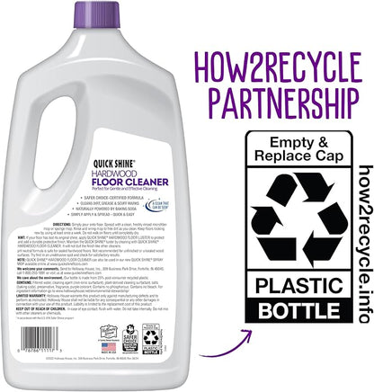 Quick Shine Hardwood Floor Cleaner 64oz, 4Pk| Use in Spray & Vac Mops| Removes Dirt & Scuff Marks| Ready-to-Use, Streak Free, No Rinse| Safer Choice Cleaner| Perfect for Gentle and Effective Cleaning