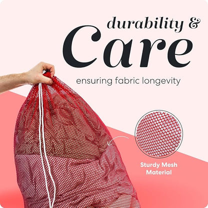 Handy Laundry Mesh XL Laundry Bags 2-Pack, 24 x 36 Inch Heavy Duty, Durable Drawstring Closure, Machine Washable, Large Laundry Bag for Delicates, College Dorms, Travel, Laundromats, Apartments, Red