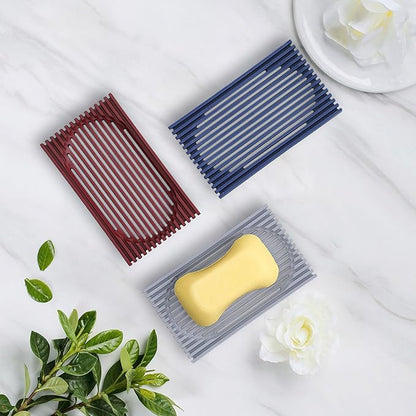 Aoheuo Modern Minimalist Soap Dish (1Pack),Drainage Silicone Soap Holder,5.5 Long by 3.15 Wide,0.55 inches high,Used for Kitchen,Bathroom,and Bar Sink(Incanus)
