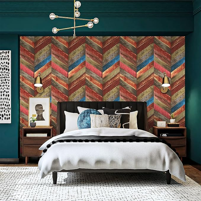Peel and Stick Wallpaper Wood Panel Wall Paper - 17.5 x 300 Inch Self Adhesive Wallpaper Peel and Stick, Easy to Paste Wall Contact Paper for Stand Liner, Table and Door Makeover Decor