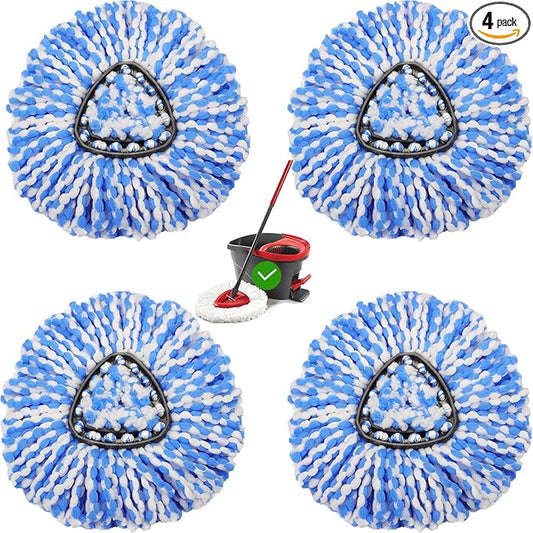 4 Pack Spin Mop Replacement Heads Compatible with O Cedar EasyWring Spin Mop,Microfiber Spin Mop Refills, Easy Cleaning Floor Mop Head Replacement
