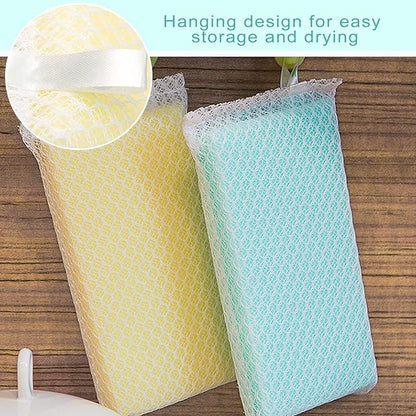 Individually Wrapped Sponge, Kitchen Dishwashing Sponge Non Scratch Heavy Duty Scouring Pad, Odor-Free Microfiber Cleaning Sponge Wipes Scrub Pads for Cleaning Dishes Hard Surface Tools (10)