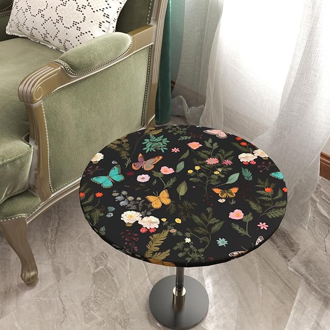 Black Butterfly Wallpaper Peelable, Vintage Dark Wallpaper with Colorful Butterfly Pattern, Boho Floral Contact Paper Stick on Bedroom Cabinet Drawer Shelf Liner Backsplash 17.5In x 9.8Ft