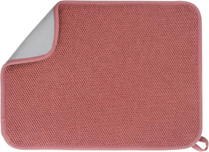 GeeRic Microfiber Dish Drying Mat, Super Absorbent Kitchen Dish Drying Pad, Reversible for Countertop, 15*20 inch Red