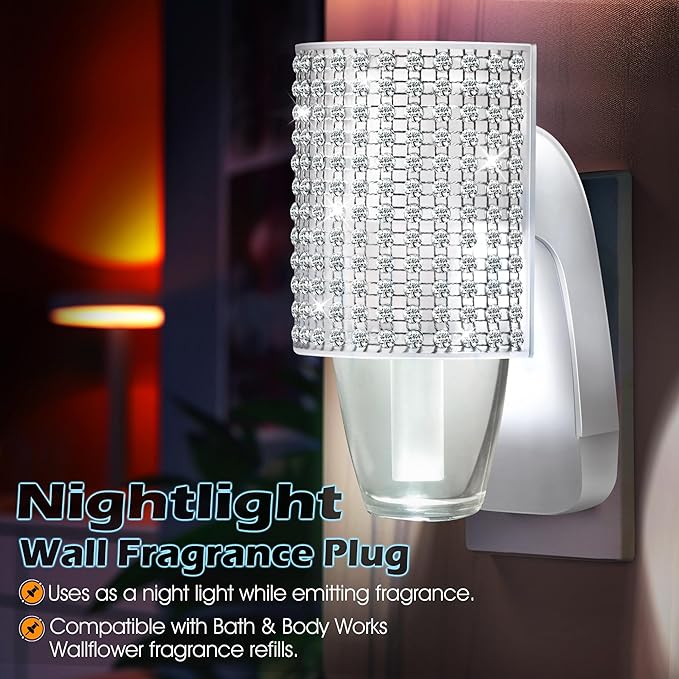 Hohean Wall Fragrance Plug in with Night Light, Compatible with Bath & Body Works WallFlower Fragrance, Wall Plug Fragrances Oil Diffuse with Nightlight for Home, Office (2 Pack,Round)