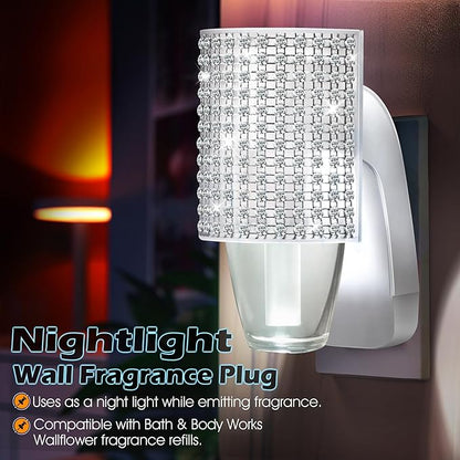 Hohean Wall Fragrance Plug in with Night Light, Compatible with Bath & Body Works WallFlower Fragrance, Wall Plug Fragrances Oil Diffuse with Nightlight for Home, Office(1 Pack,Round)