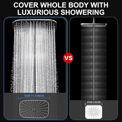 High Pressure Rain Shower Head with Handheld,Wide Rainfall Shower Head Combo with 15" Metal Extension Arm,Detachable Shower head,Rainfall Shower Head with Multi Modes Handheld Spray,Chrome