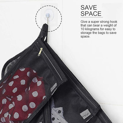 TENRAI 3 Pack (3 Medium) Delicates Laundry Bags, Bra Fine Mesh Wash Bag, Use YKK Zipper, Have Hanger Loops, Zippered, Protect Best Clothes in The Washer (Black)