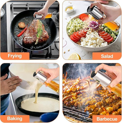 Olive Oil Sprayer for Cooking, 100ml Glass Oil Mister Bottle for Air Fryer, BBQ, Salad & Baking – Fine Mist, Leak-Proof Stainless Steel Dispenser with Brush, Funnel & Cleaning Kit (2 Pack)