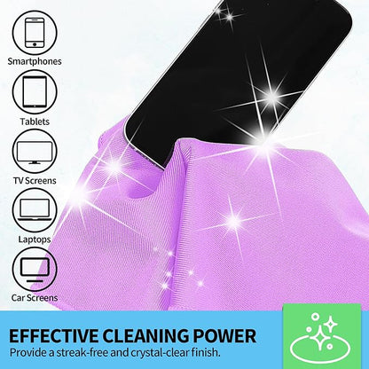 HOMERHYME Microfiber Cleaning Cloth - 10 Pack Glasses Cleaning Cloth, 16" x 14" Window Cleaning Rags, Streak Free Lint Free Polishing Cloths Wipes for Eye Glass, Stainless Steel, Windshield, Purple