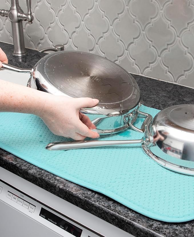 All-Clad Premium Reversible Dish Drying Mat for Kitchen: 16" x 28" Ultra-Absorbent, Long-Lasting, No Condensation, and Oversized for Large Pots and Pans - 1 Pack, Rainfall