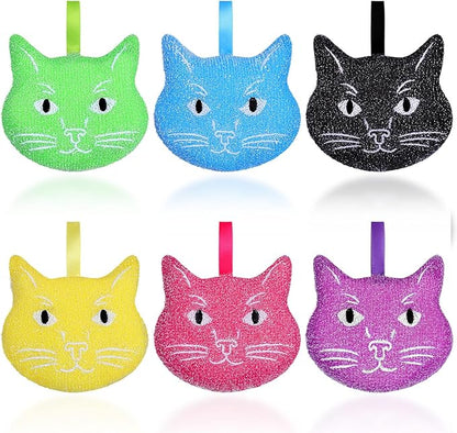 LemonRoad 6 Pcs Reusable Scrub Sponge Kitchen Sponge Fun Dish Scrubbers Color Cute Reusable Non Scratch Dish for Washing Dishes Kitchen Bathroom Good for Gift