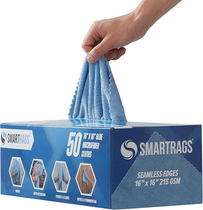 Arkwright Smart Rags Microfiber Cleaning Cloths, Pallet of 8000, Lint Free 215 GSM Reusable Towels for Auto, Office and Household Cleaning, 16 x 16 in, Blue