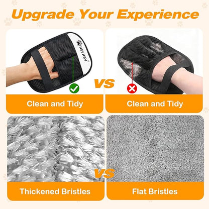 NSVNSV Pet Hair Remover Glove, Electrostatic Pet Hair Remover Glove for Cats Dogs, Reusable Magic Brush Pet Hair Remover for Bed, Clothing, Couch, Carpet, Car Seat