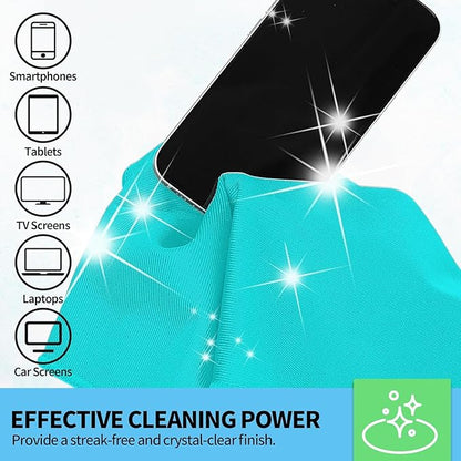 HOMERHYME Microfiber Cleaning Cloth - 6 Pack Glasses Cleaning Cloth, 16" x 14" Window Cleaning Rags, Streak Free Lint Free Polishing Cloths Wipes for Eye Glass, Stainless Steel, Windshield, Turquoise