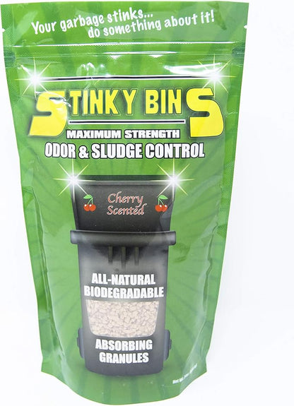 Garbage Odor Eliminator – Cherry Scented Absorbing Granules for Trash Bins, Dumpsters, Garbage Cans, and Outdoor Waste – All-Natural Sludge Control and Deodorizer – 24 oz Bag