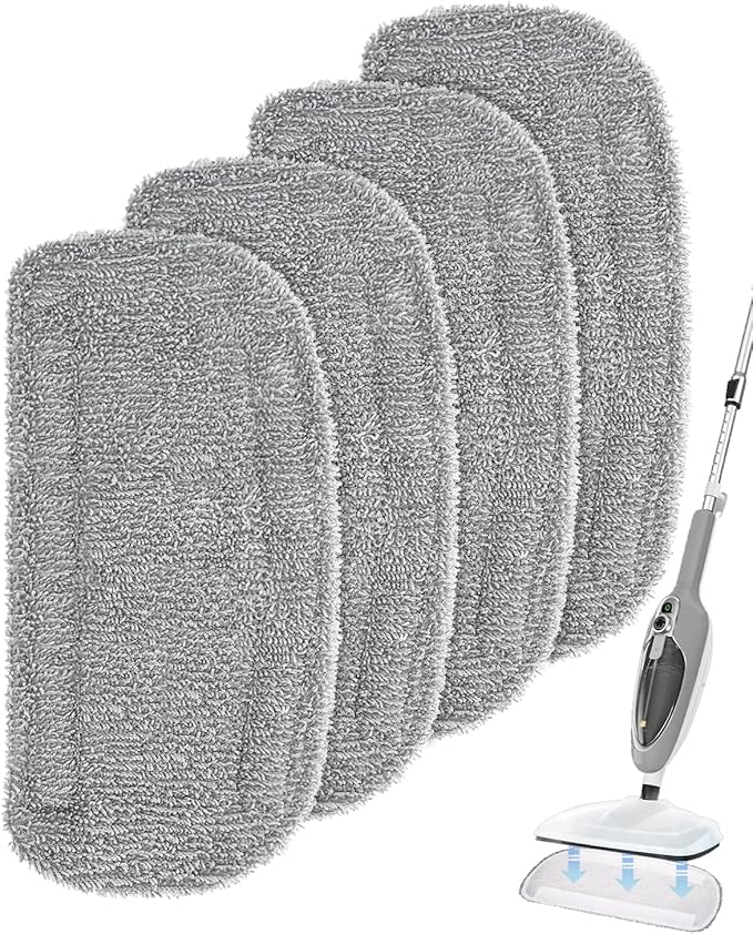 Steam Mop Pads Compatible with GorFanty Steam Mop GF-6610B/GF-6610, Replacement Steam Pads Compatible with Neugo NE033/NE033M & Mxnsewr Steam Mop, Steam Replacement Pads -4 Pack, Grey