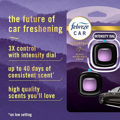 Febreze Car Mountain Scent Air Freshener Vent Clip,.07 oz,(Pack of 4)