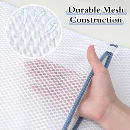 Heavy-Duty Honeycomb Mesh Laundry Bags, 5-Pack (2 Small 9x12, 2 Medium 12x16, 1 Large 16x20) | Delicates Wash Bags for Lingerie & Baby Clothes
