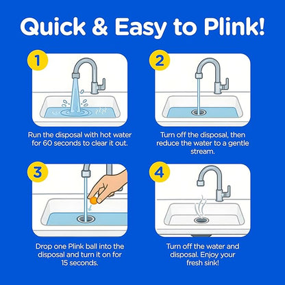 COMPAC HOME Plink Garbage Disposal Cleaner and Deodorizer, Air Fresheners for Garbage Disposal, Orange Scent, Home Cleaning Products for Kitchen Sink and Clogged Drains, 20 Count (Pack of 1)