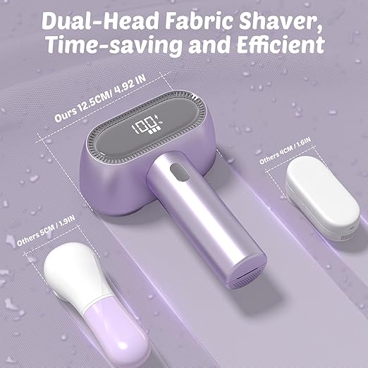 Fabric Shaver, Rechargeable Double-Head Lint Remover, Electric Lint Shaver and Clothing Shaver to Remove Pillings and Fuzz Easily