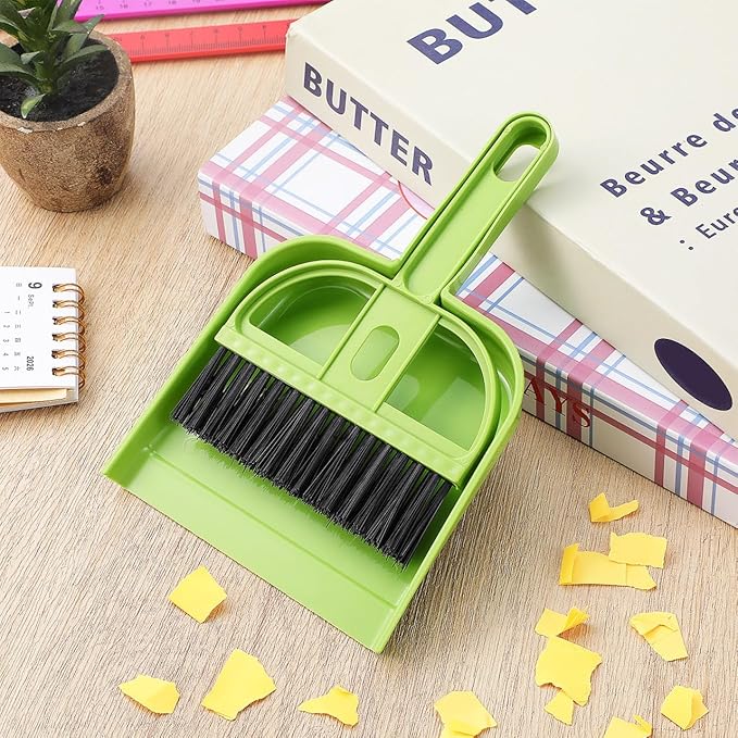 Healifty 18 Pack Mini Dust Pan and Brush Set, Small Broom and Dustpan with Handle for Pets Kids Desk Home Camping Hand Cleaning Supplies