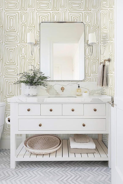 GloryTik Peel and Stick Wallpaper Boho Modern Beige Contact Paper Peel and Stick Wall Paper Removable Self Adhesive Geometric Wallpaper for Bathroom Bedroom Cabinets Decor Vinyl 16.14"x78.7"