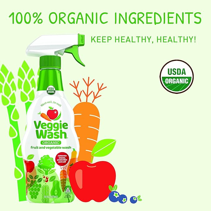 Veggie Wash Organic Fruit and Vegetable Wash Refill, Certified Organic, Ideal for Cleaning Produce, 32 Fluid Ounce, Pack of 2