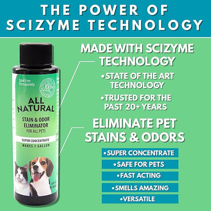 All Natural Stain & Urine Odor Eliminator Pet Enzyme Cleaner. Makes 1 Gallon. Dog & Cat Pee Smell Remover. Best Spray for Carpet, Hardfloor, Mattress, Turf, Kennel, Dog Bed, Concrete, Etc