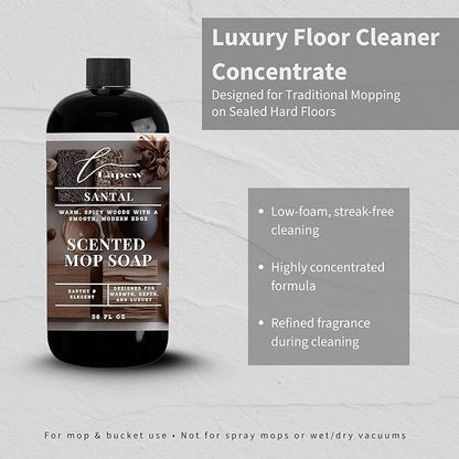 Lapew Santal Scented Mop Soap - Luxury Floor Cleaner Concentrate for Mopping Tile, Laminate, Vinyl & Hardwood | Streak-Free, Low-Foam | 36 oz