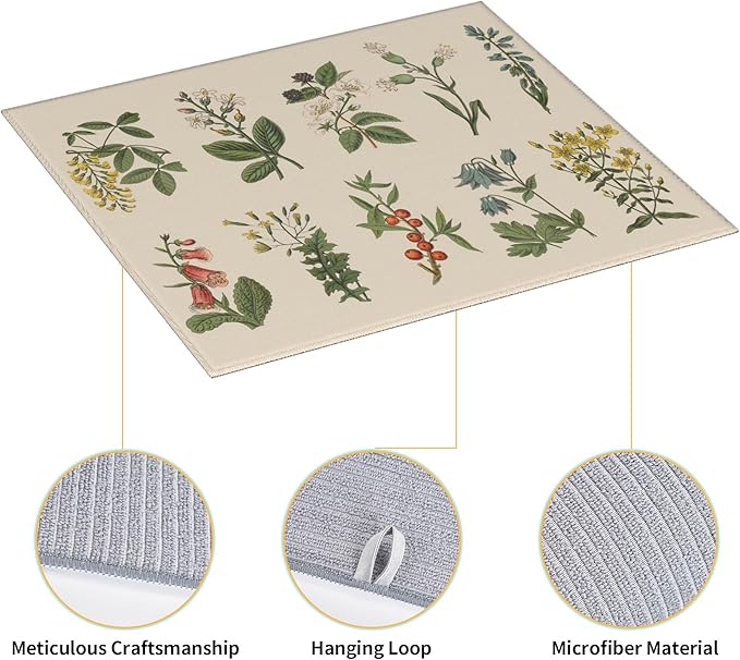 Plants Dish Drying Mat for kitchen Counter Large Microfiber Dish Drying Mat for Dishes Absorbent Reversible Kitchen Dish Drying Pad Rack Mat 16"x18"