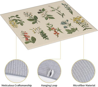 Plants Dish Drying Mat for kitchen Counter Large Microfiber Dish Drying Mat for Dishes Absorbent Reversible Kitchen Dish Drying Pad Rack Mat 16"x18"