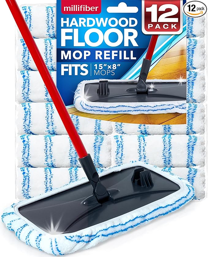 Millifiber Microfiber Mop Refills 15x8 Inches, 12-Pack (Mop is Not Included)