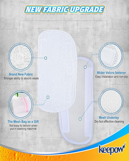 KEEPOW Upgraded Microfiber Replacement Pads Compatible with GorFanty Steam Mop GF-6610B/GF-6610 Fit for Neugo Steam Mops NE033/NE033M, Reusable Mop Pads for Mxnsewr Steam Cleaner Accessories 4PCS
