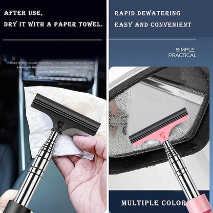 3 PCS Side Mirror Squeegee,Car Mirror Squeegee,Retractable Car Rearview Mirror Wiper,Portable Car Cleaning Tool for Rainy Foggy Weather,Universal Car Accessories(Black/Pink/Green)