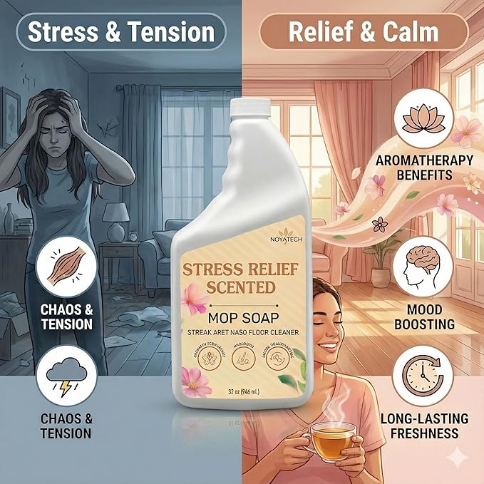Scented Mop Soap – Stress Relief Aromatherapy Floor Cleaner Concentrate | Non-Toxic, Pet Safe, No Residue | Safe for Hardwood, Tile, Marble, Stone & Grout | All Mop Types | Made in USA