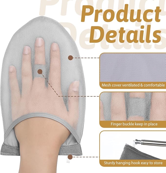Garment Steamer Ironing Gloves, Portable Clothing Steam Engine Gloves Anti Steam & Heat Resistant Garment Steamer Mitt Travel Handheld Ironing Board Accessories with Finger Loop for Steaming Clothes
