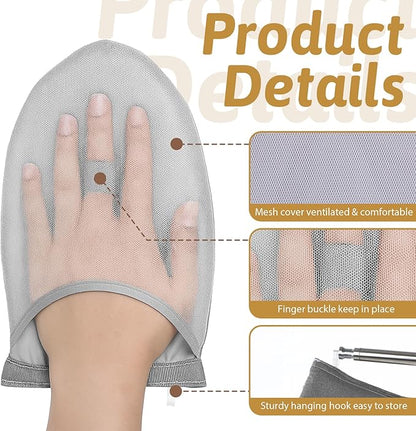Garment Steamer Ironing Gloves, Portable Clothing Steam Engine Gloves Anti Steam & Heat Resistant Garment Steamer Mitt Travel Handheld Ironing Board Accessories with Finger Loop for Steaming Clothes