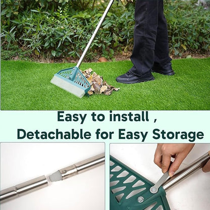 Artificial Grass Rake Innovative Double Sided Turf Rake, 60-Inch Adjustable Handle for Cleaning and Fluffing Artificial Turf, Lawns, Carpets, Patios – Removes Leaves, Pet Hair & Debris