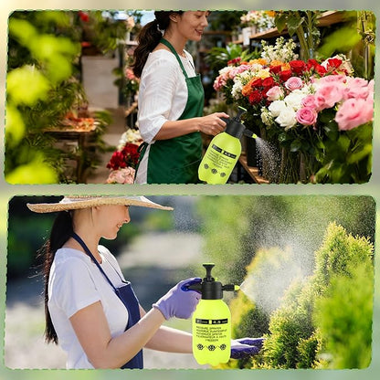 2 Pcs 1/2 Gallon Plastic Handheld Pump Sprayer – Garden Pressure Sprayer Bottle with Adjustable Nozzle for Plants, Cleaning, Household Tasks – Yellow