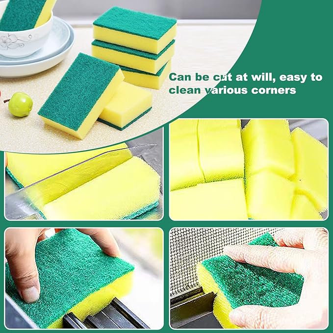 Individually Wrapped Sponges, Kitchen Dishwashing Sponge Bulk, Non Scratch Dishes Scouring Pad Dishcloth, Odor-Free Sponge Wipes for Household Cleaning Dishes Travel Apartments (50 Pack)