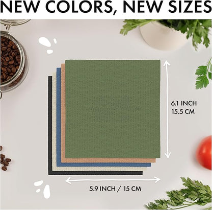 SUPERSCANDI 5 Pack Swedish Dishcloths for Kitchen - 100% Biodegradable & Compostable Reusable Paper Towels Washable, Food-Safe & Without Plastic - Dish Rags Suitable for Any Surface, Premium, Mix