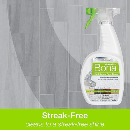 Bona PowerPlus Multi-Surface Floor Deep Cleaner Spray - 32 fl oz - Refillable - Antibacterial Floor Cleaning Solution for Stone, Tile, Laminate, and Vinyl Floors